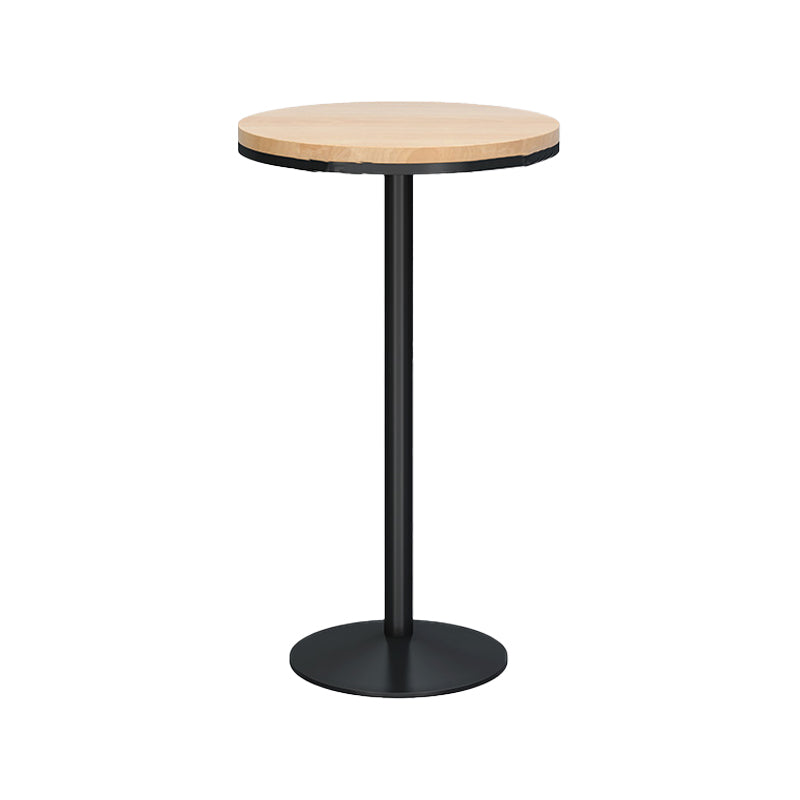 Modern Round Bar Dining Table Indoor Wood Top Bar Height Pub Table Iron Base