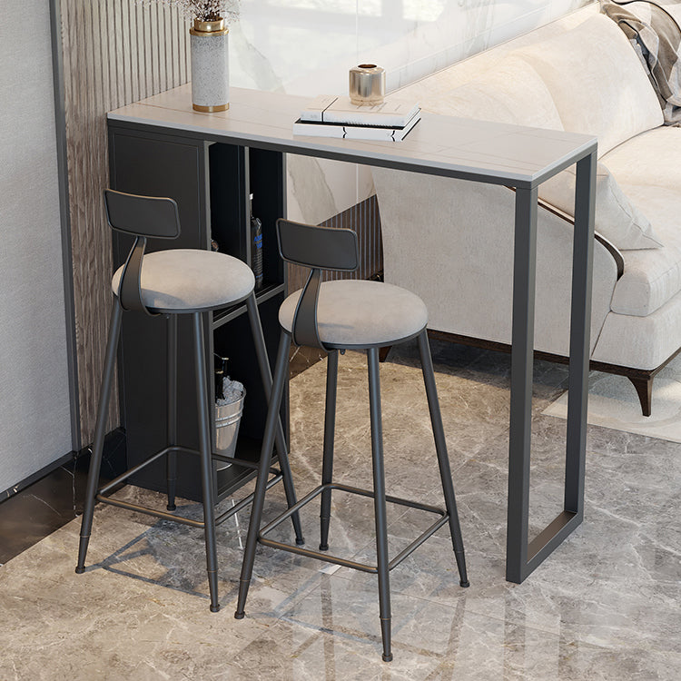 Dining Room Marble Counter-height Pub Table Rectangle Double Pedestal Bar Table