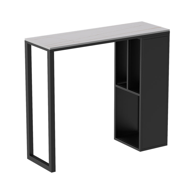 Dining Room Marble Counter-height Pub Table Rectangle Double Pedestal Bar Table