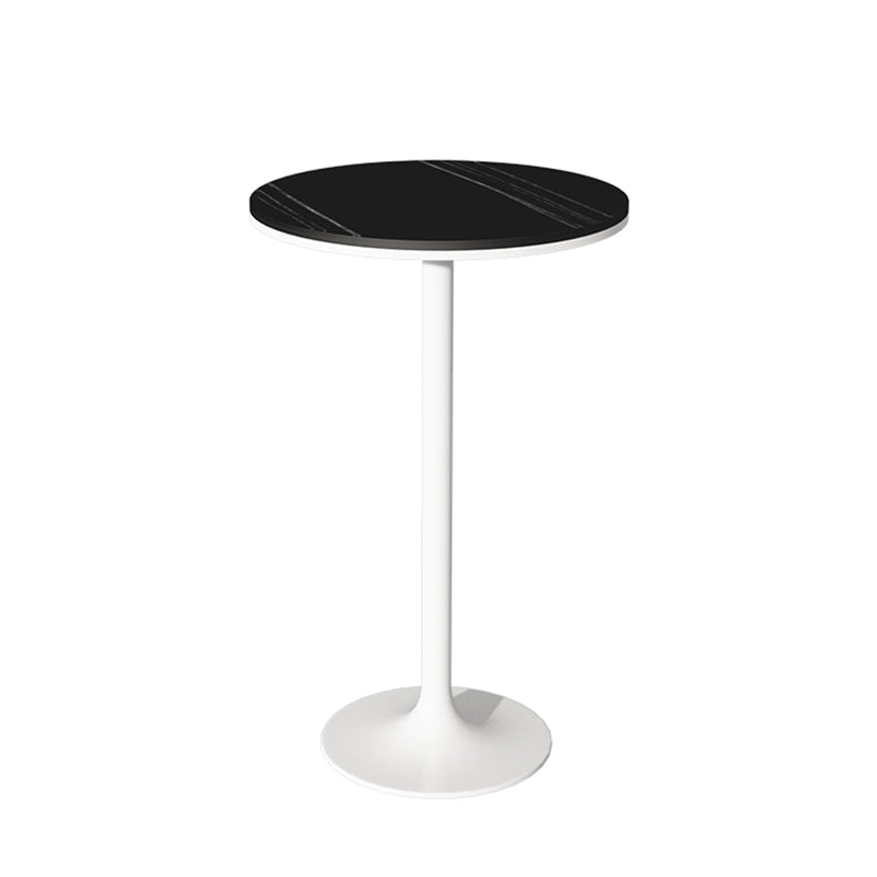 Contemporary Round Bar Dining Table Indoor Bar Height Pub Table Iron Base