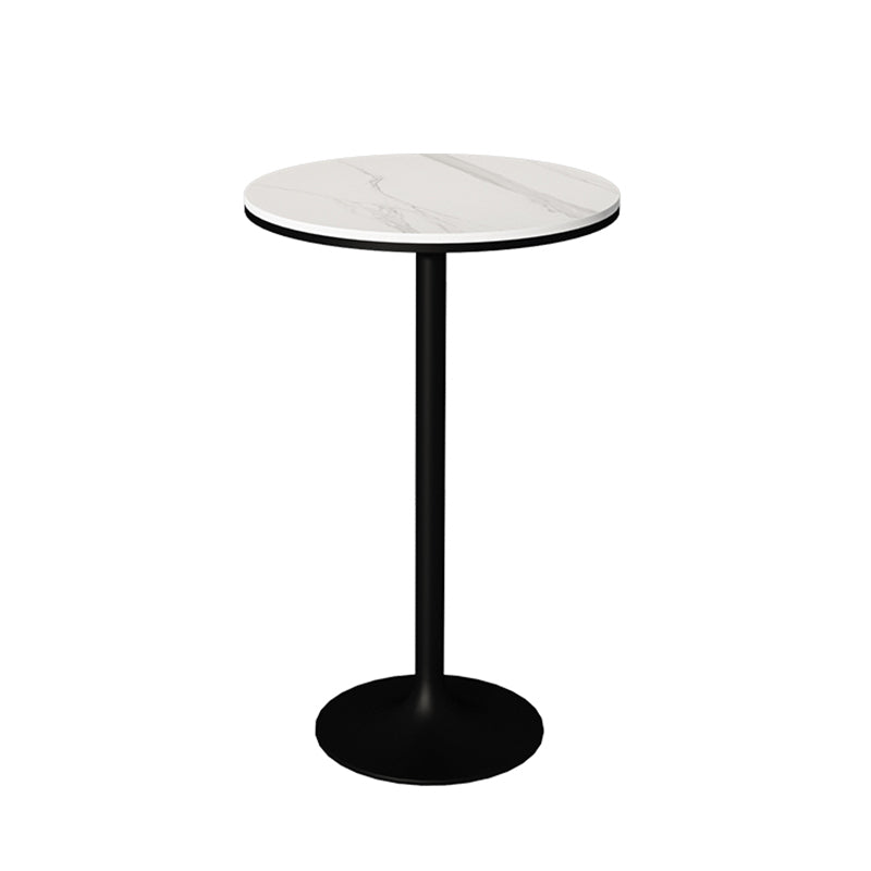 Contemporary Round Bar Dining Table Indoor Bar Height Pub Table Iron Base