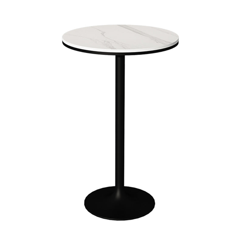 Contemporary Round Bar Dining Table Indoor Bar Height Pub Table Iron Base