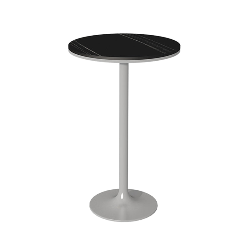 Contemporary Round Bar Dining Table Indoor Bar Height Pub Table Iron Base