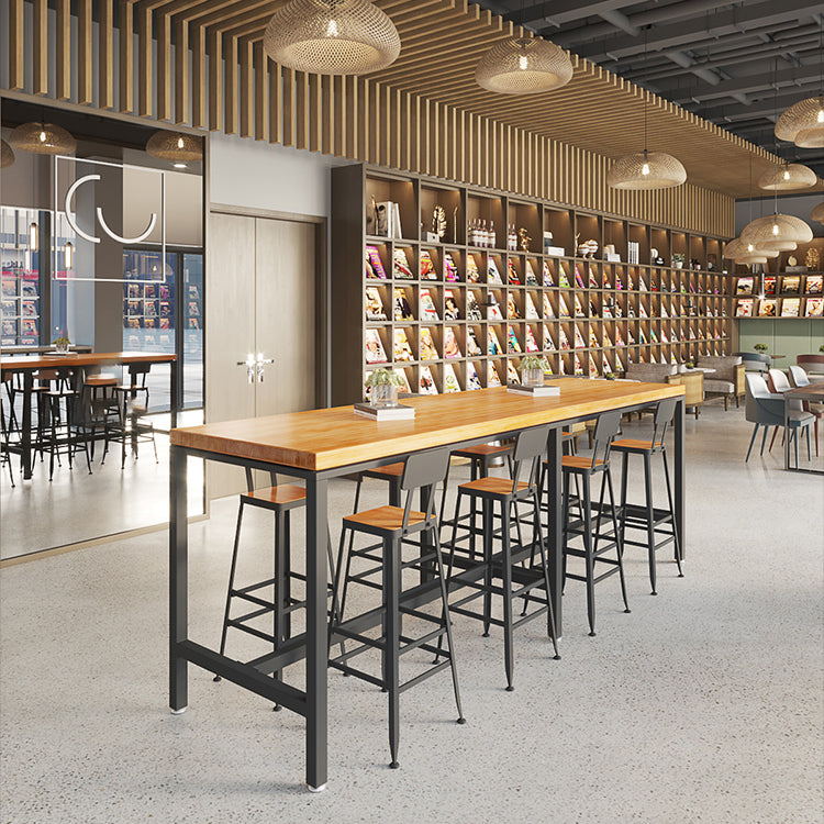 Wood Trestle Modern Bar Stool Table Natural Bistro Bar Height Cocktail Table