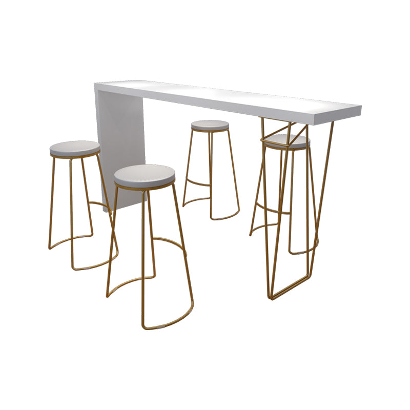 Modern White Metal Bistro Accent Dining Table Cafe Rectangle Patio Bar Table