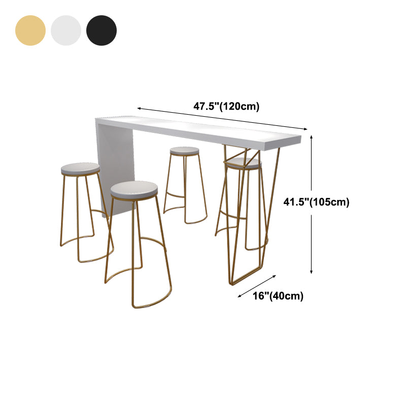 Modern White Metal Bistro Accent Dining Table Cafe Rectangle Patio Bar Table