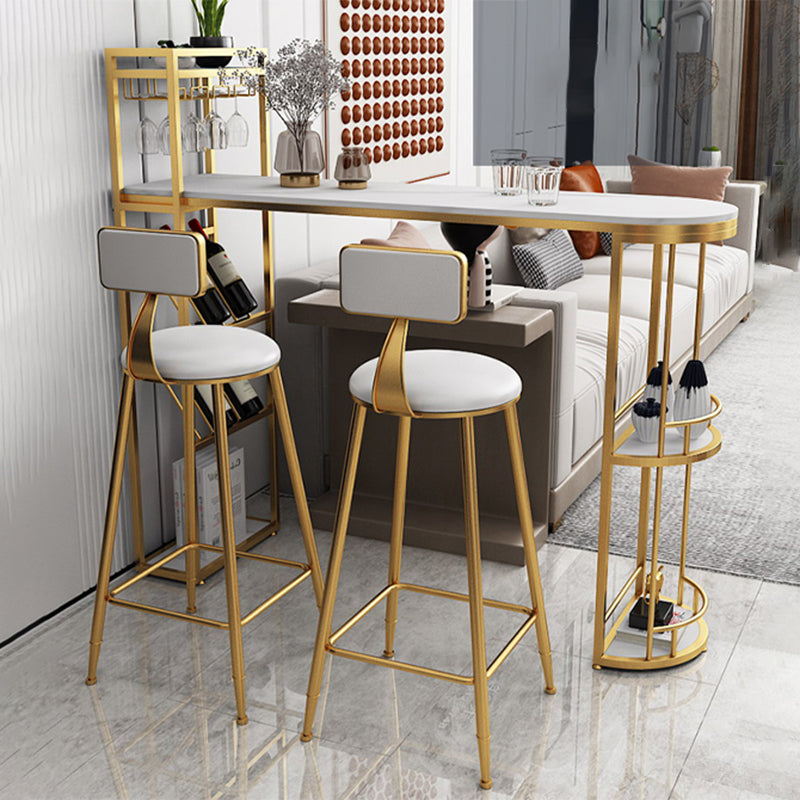 Wine Rack Modern Bistro Bar Desk Marble Sled Bar Height Indoor Cocktail Table