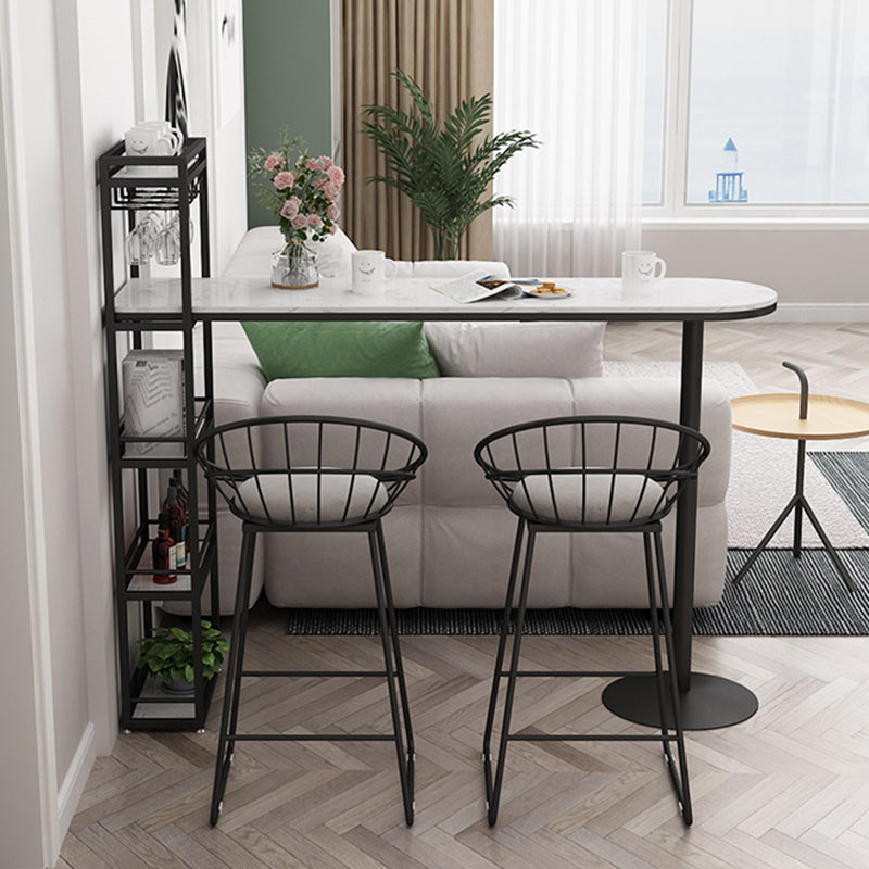 Living Room Double Pedestal Bar Wine Table Modern White Pub Height Dining Table