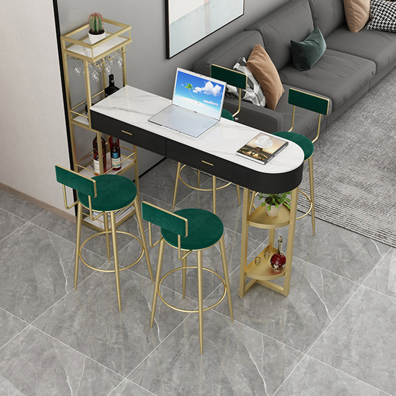 Marble Living Room Pub/Bar Table Double Pedestal Storage Bar/Dinette Table