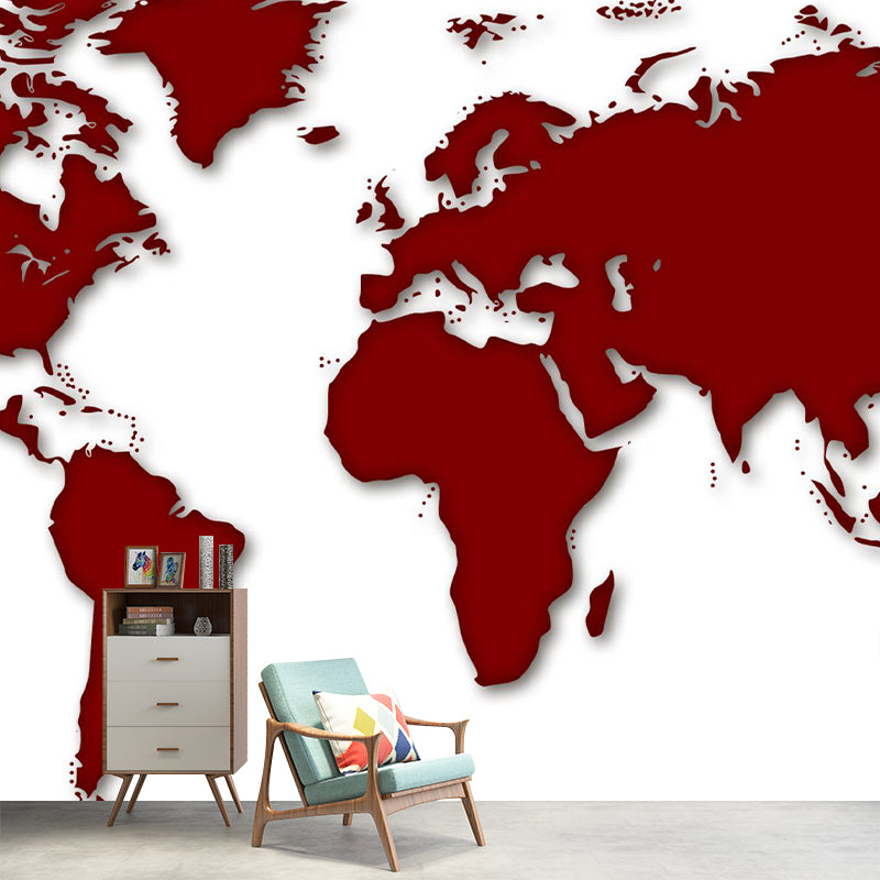 Eco-friendly Wall Mural Horizontal Illustration Map Decorative for Room