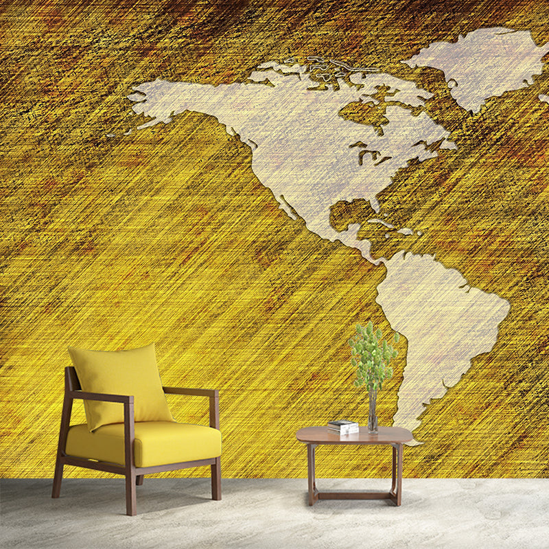 Eco-friendly Wall Mural Horizontal Illustration Map Decorative for Room