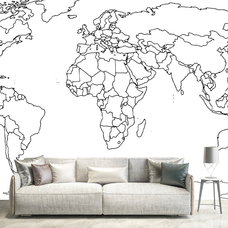 Map Illustration Mural Decorative Eco-friendly for Home Decor