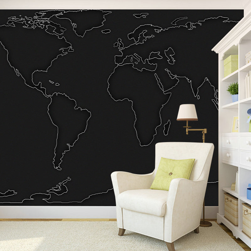 Map Illustration Mural Decorative Eco-friendly for Home Decor