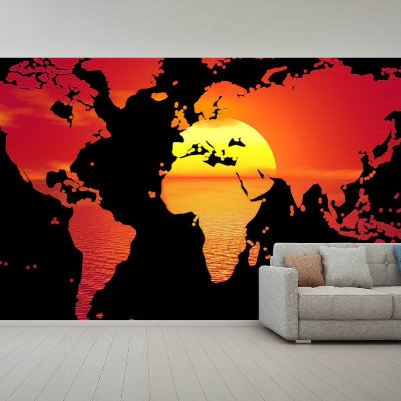 Horizontal Illustration Wall Mural Map Decorative Eco-friendly for Home Decor