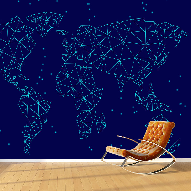 Horizontal Illustration Wall Mural Map Decorative Eco-friendly for Home Decor