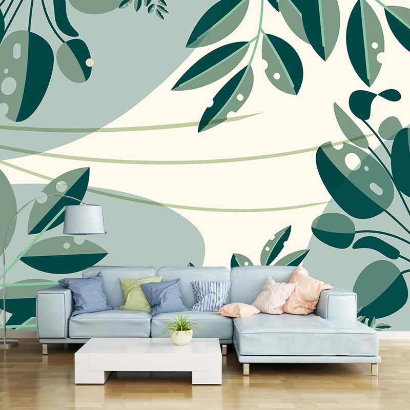 Customized Illustration Wall Mural Tropical Plant Eco-friendly for Bedroom