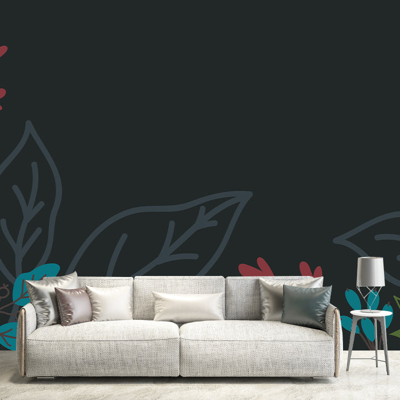 Customized Illustration Wall Mural Tropical Plant Eco-friendly for Bedroom