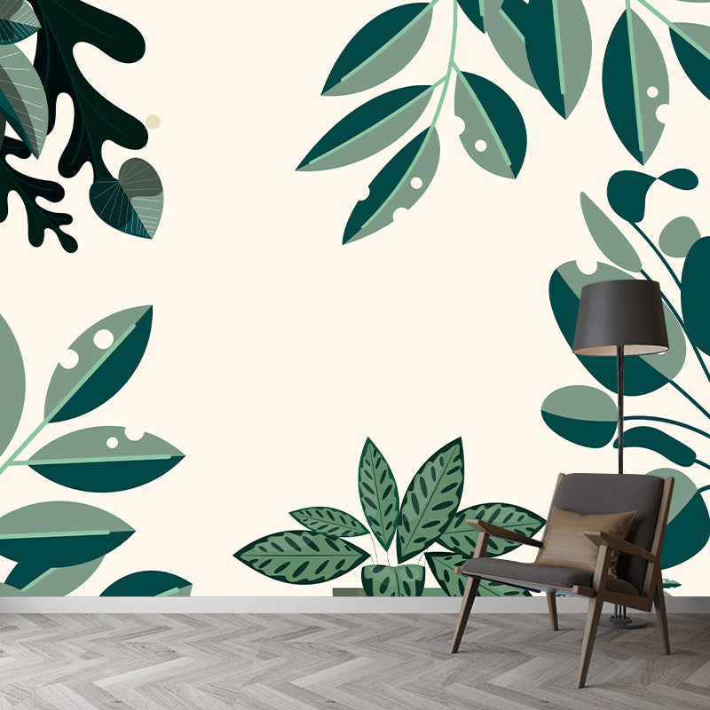 Light Color Illustration Mural Tropical Plants Decorative Eco-friendly for Home