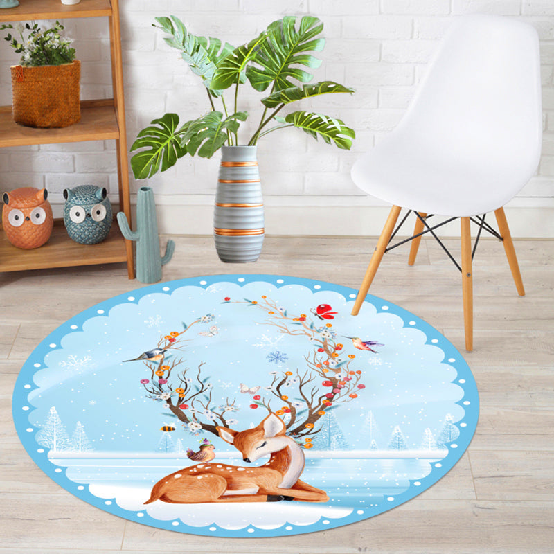 Pink Modern Rug Polyester Flamingos Rug Stain Resistant Rug for Living Room