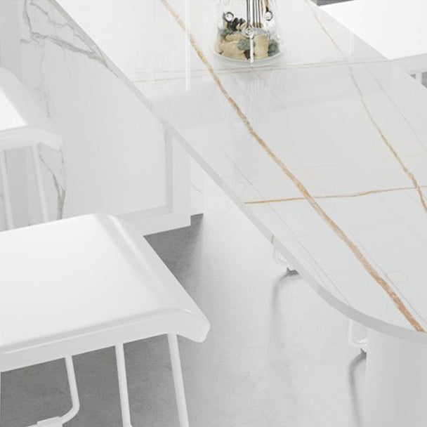 Marble Modern Double pedestal Patio Bar Table Indoor Bistro Bar Height Cocktail Table