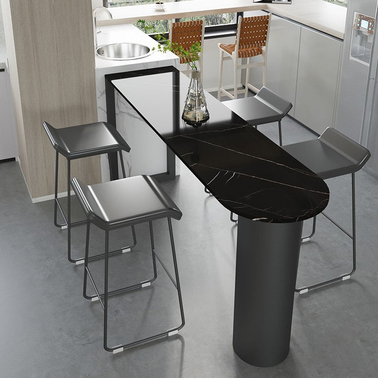 Marble Modern Double pedestal Patio Bar Table Indoor Bistro Bar Height Cocktail Table