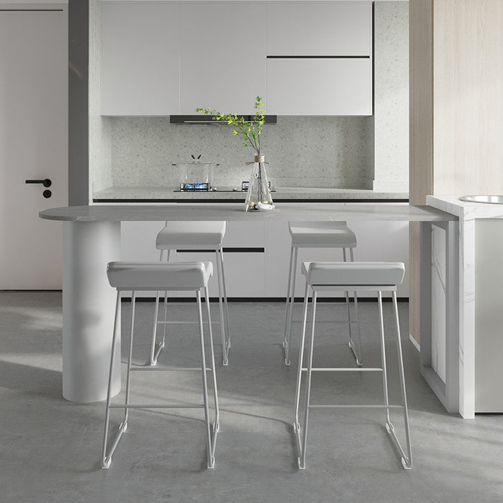 Marble Modern Double pedestal Patio Bar Table Indoor Bistro Bar Height Cocktail Table