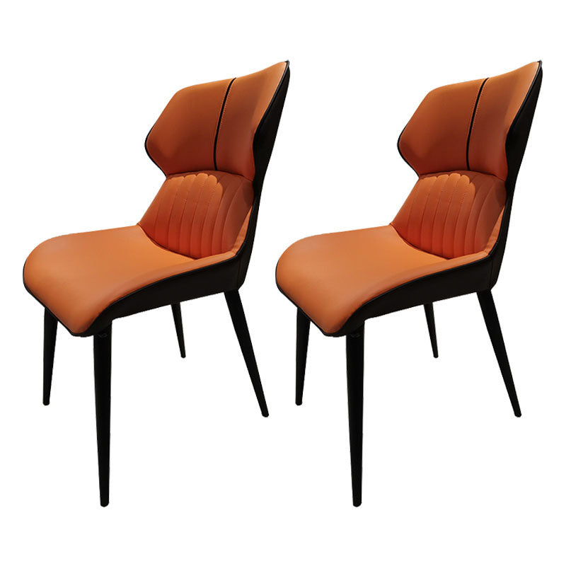 Fauteuils Parsons contemporains Chaises de salle à manger et d'appoint courbées en cuir