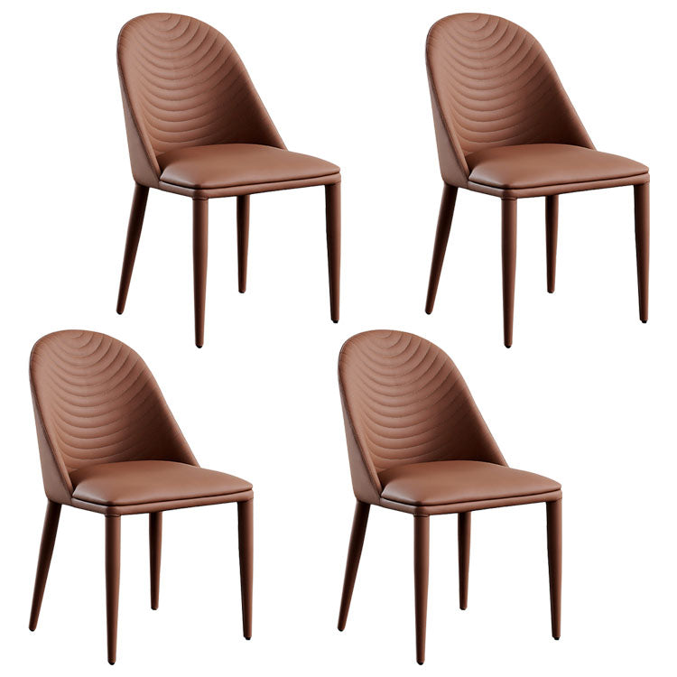 Silla sin brazos curvada de cuero moderna con acabado mate Parsons