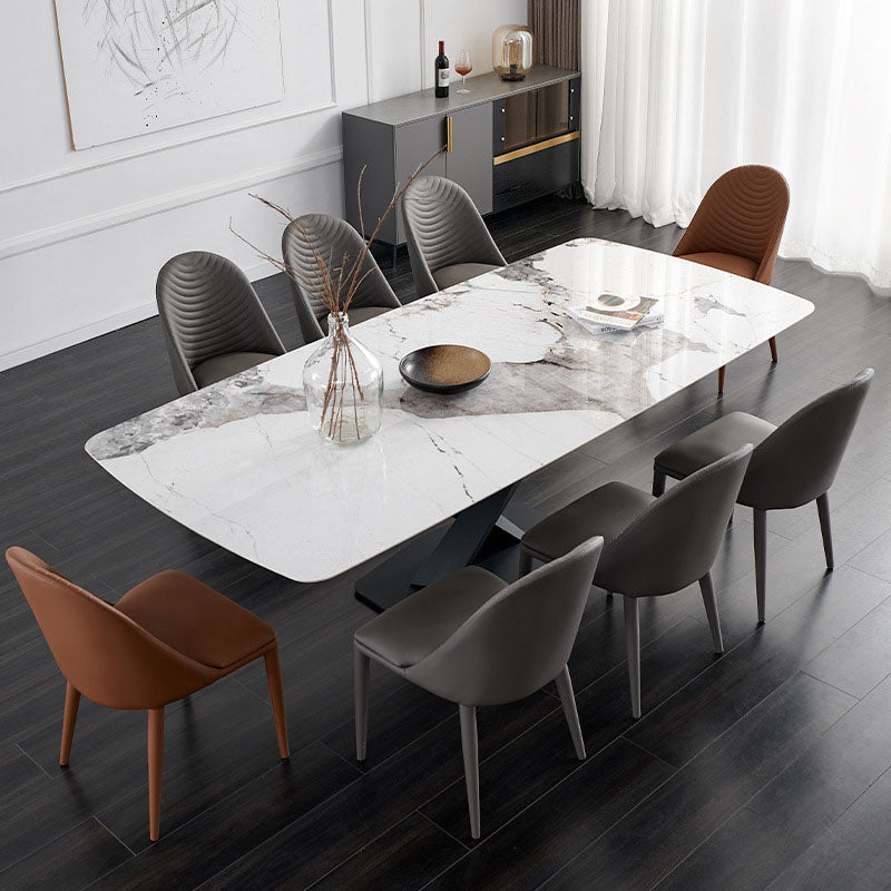 Silla sin brazos curvada de cuero moderna con acabado mate Parsons