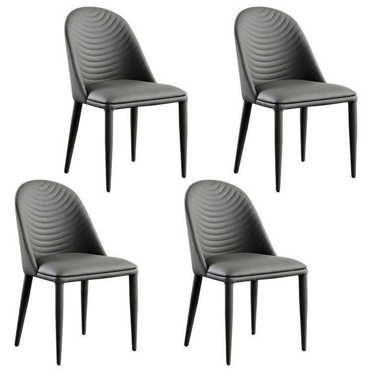 Silla sin brazos curvada de cuero moderna con acabado mate Parsons