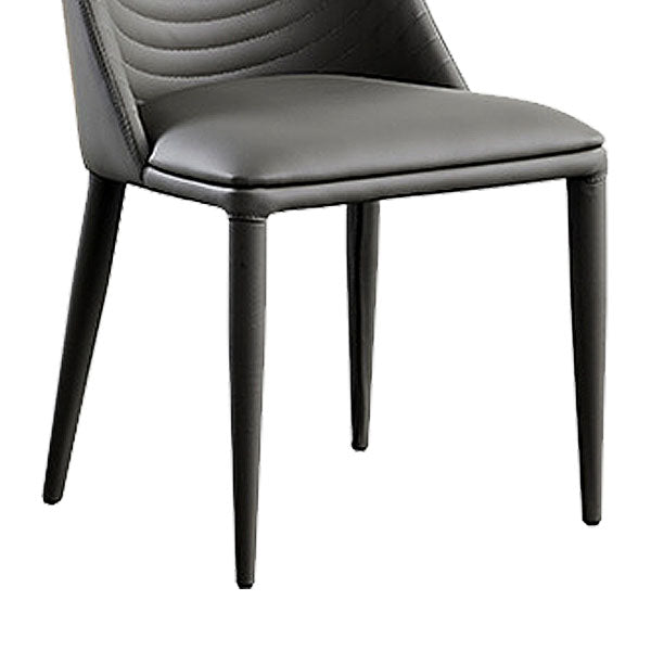 Silla sin brazos curvada de cuero moderna con acabado mate Parsons