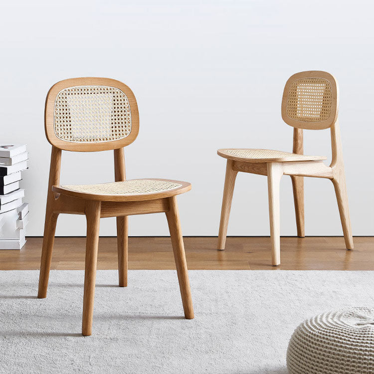Sillas sin brazos de comedor de madera maciza Silla con respaldo abierto para interiores y exteriores