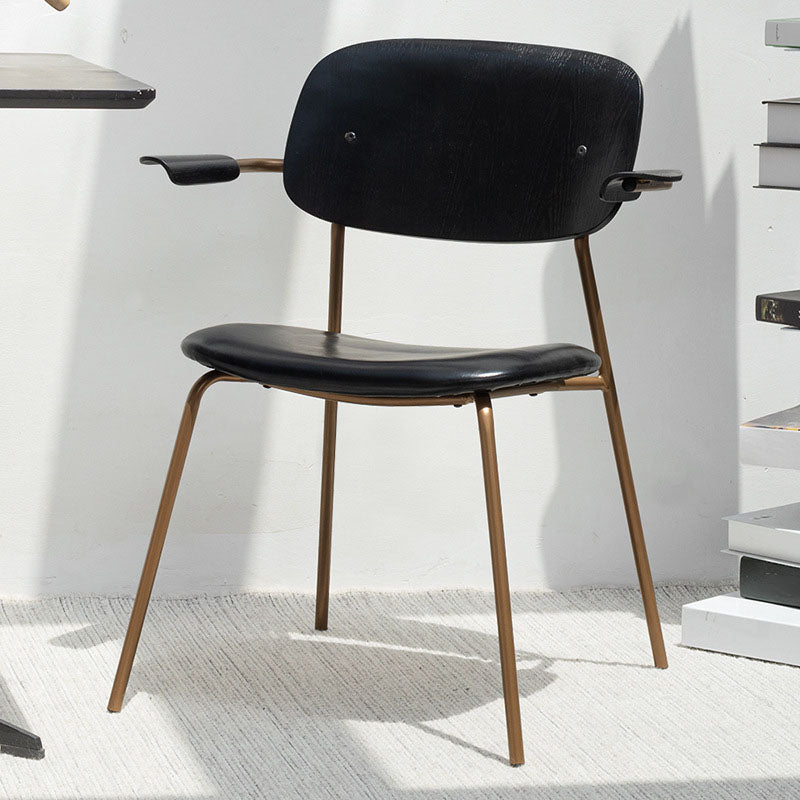 Fauteuil de salle à manger contemporain en bois massif, fauteuil de cuisine à dossier ouvert