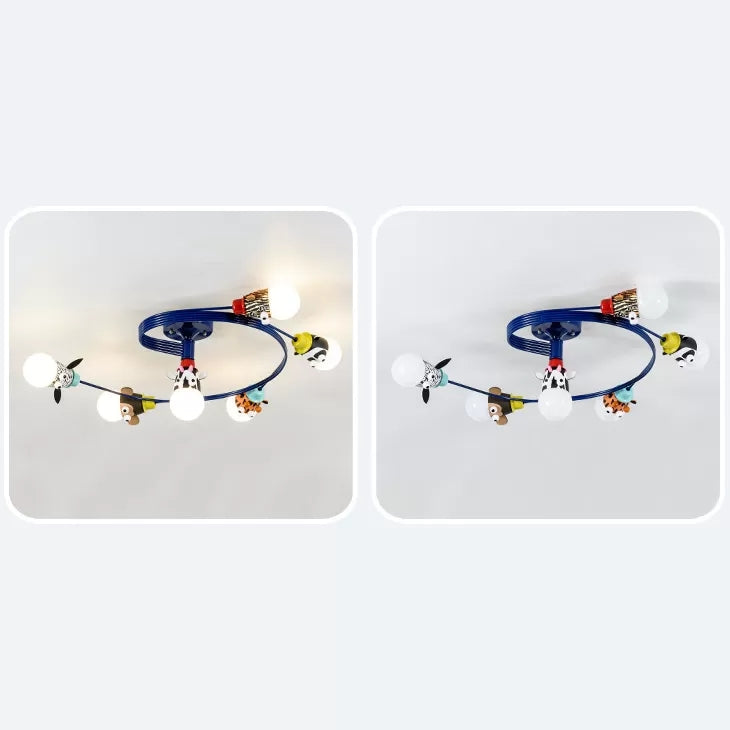 Twist Arm Semi Flushmount Light with Animal Modern Metal LED Lámpara de techo para oficina para oficina