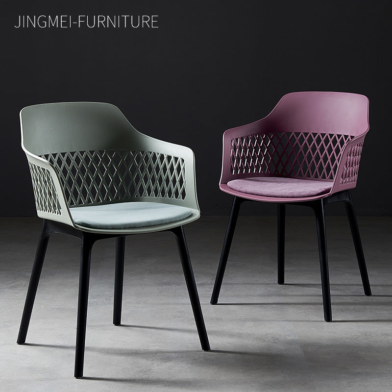 Sillón de metal contemporáneo para interiores y exteriores, sillón con respaldo abierto