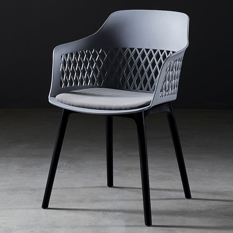 Fauteuil de salle intérieur-extérieur en métal contemporain, chaise à dossier ouvert