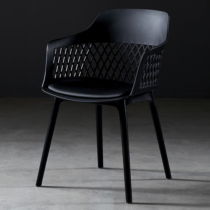 Sillón de metal contemporáneo para interiores y exteriores, sillón con respaldo abierto