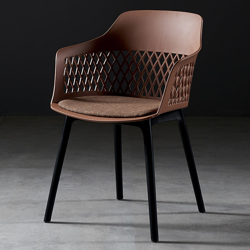 Fauteuil de salle intérieur-extérieur en métal contemporain, chaise à dossier ouvert