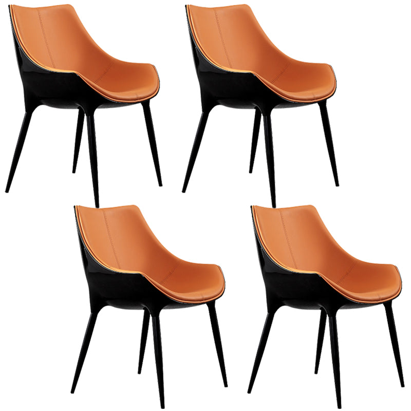 Sillón inclinado contemporáneo Sillón Parsons curvo de cuero para Brasserie