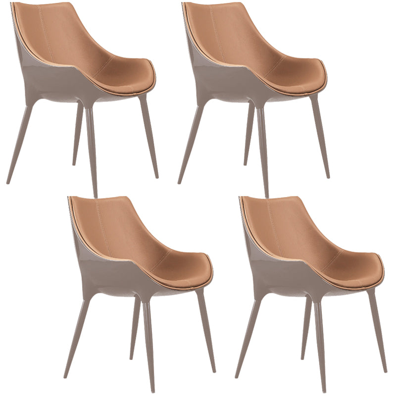 Sillón inclinado contemporáneo Sillón Parsons curvo de cuero para Brasserie