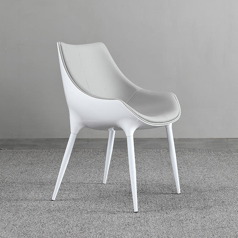 Contemporary Sloped Arm Chair Leather Curved Parsons Arm Chair for Brasserie