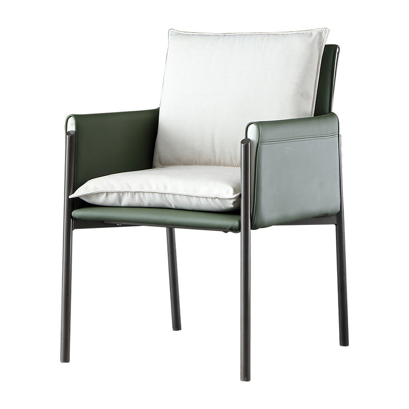 Silla curvada de cuero contemporánea y sillón de tela Parsons para el hogar