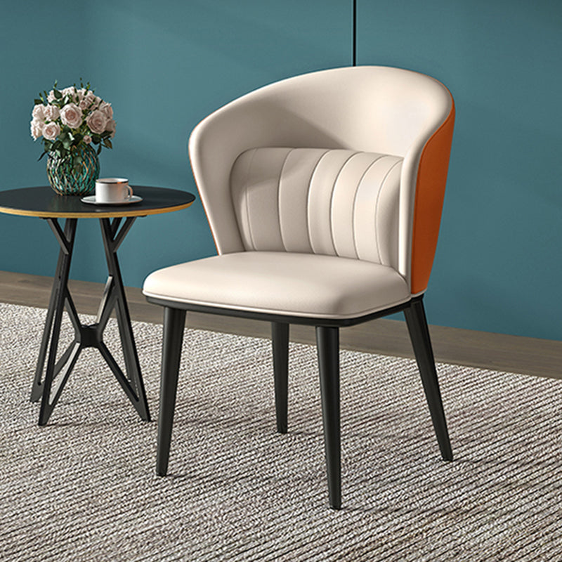 Silla lateral de comedor curvada de cuero para interiores moderna, silla sin brazos Parsons