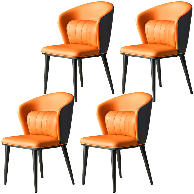 Silla lateral de comedor curvada de cuero para interiores moderna, silla sin brazos Parsons