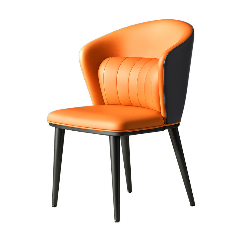 Modern Indoor Leather Curved Dining Side Chair Parsons Armless Chair