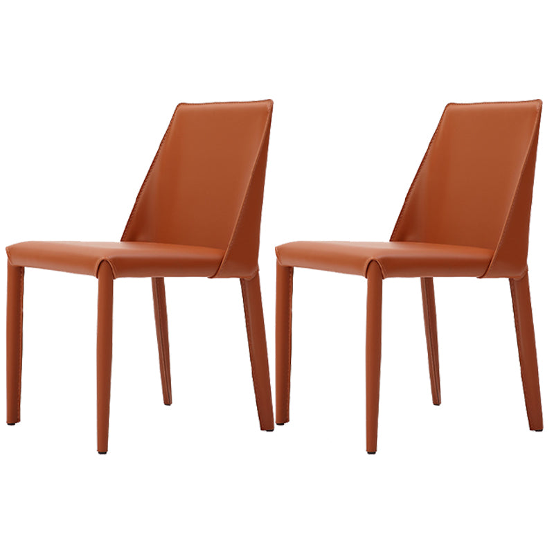 Contemporary Dining Armless Chair Leather Curved Parsons Side Chair
