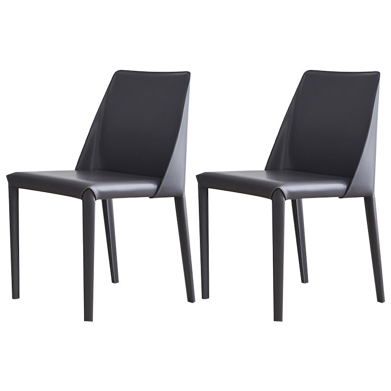 Contemporary Dining Armless Chair Leather Curved Parsons Side Chair