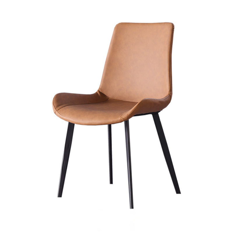 Chaise de salle à manger incurvée en cuir moderne, finition mate, chaise Parsons pour brasserie