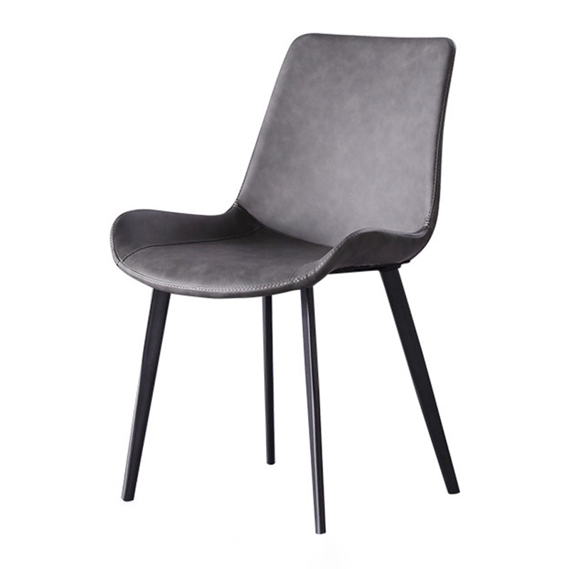 Chaise de salle à manger incurvée en cuir moderne, finition mate, chaise Parsons pour brasserie