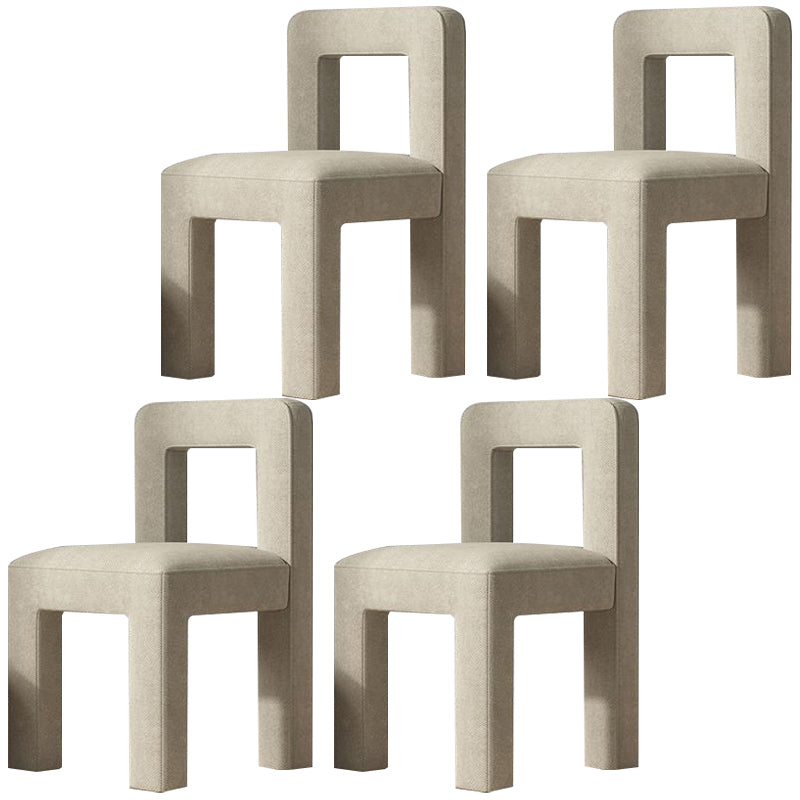 Silla lateral de comedor moderna, silla sin brazos con respaldo abierto de tela de lino con acabado mate